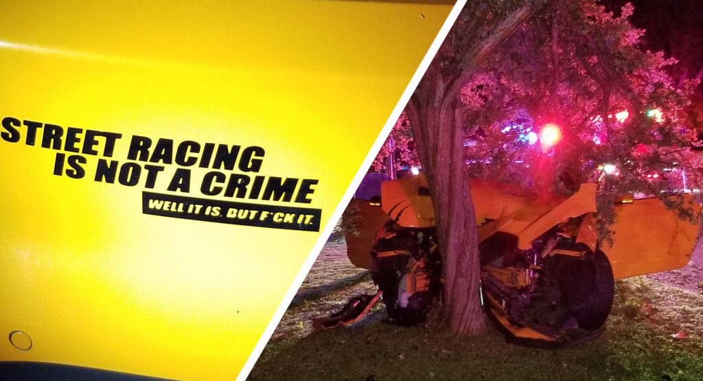  Ford Mustang With “Street Racing Is Not A Crime” Sticker Predictably Crashes