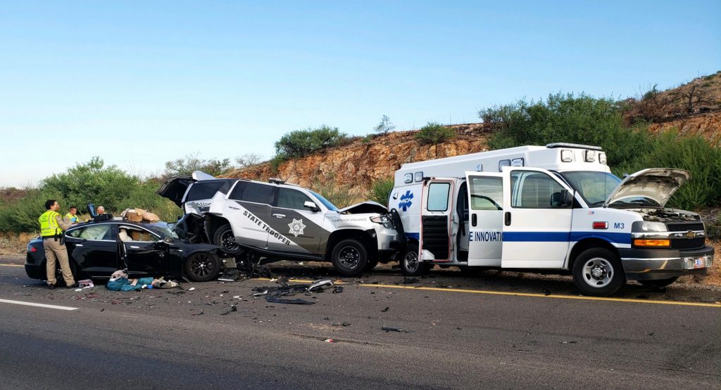  Tesla Allegedly Operating On Autopilot Slams Into Police Car And Ambulance