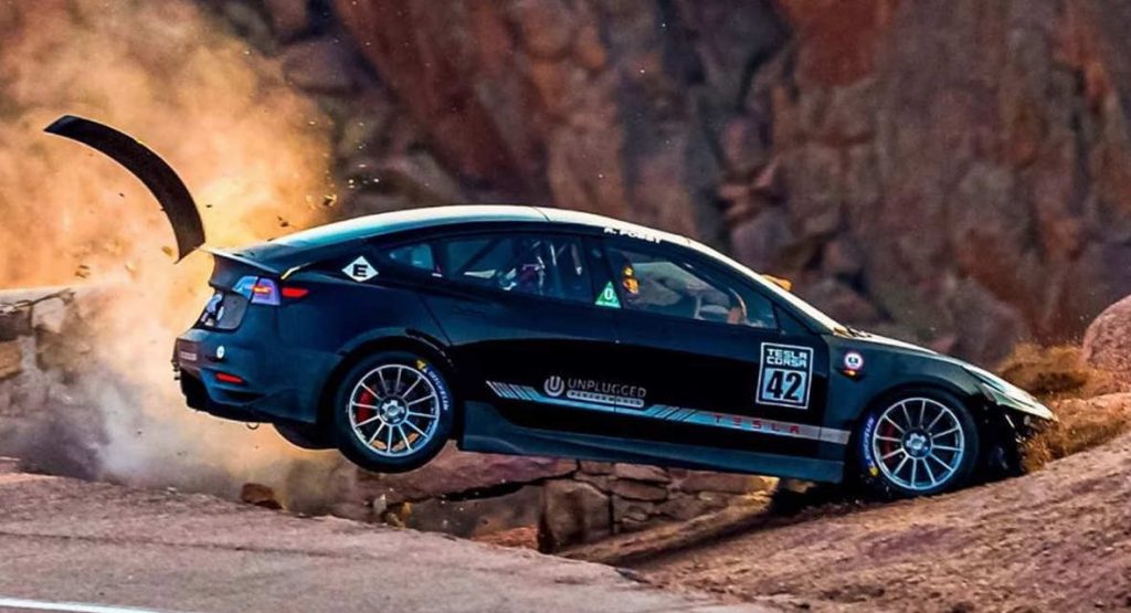  Two Tesla Model 3s Competing At Pikes Peak Crash During Practice