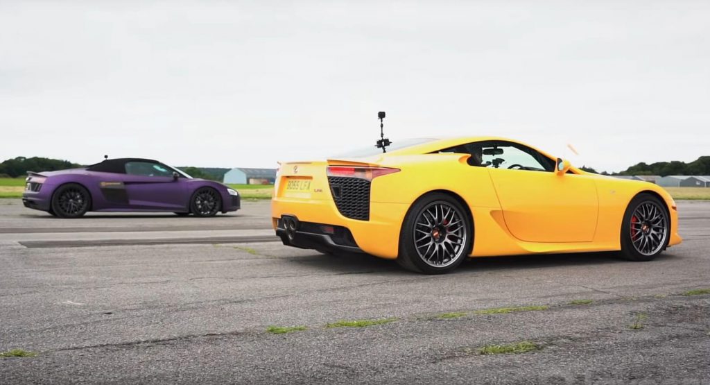  Lexus LFA Vs. Audi R8 V10 Spyder Drag Race Could Go Either Way