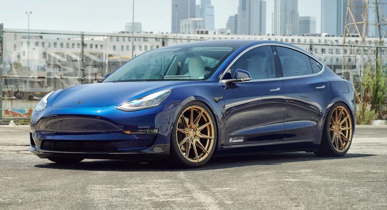 Does This Lowered Tesla Model 3 On Bronze Wheels Sit Better With You ...