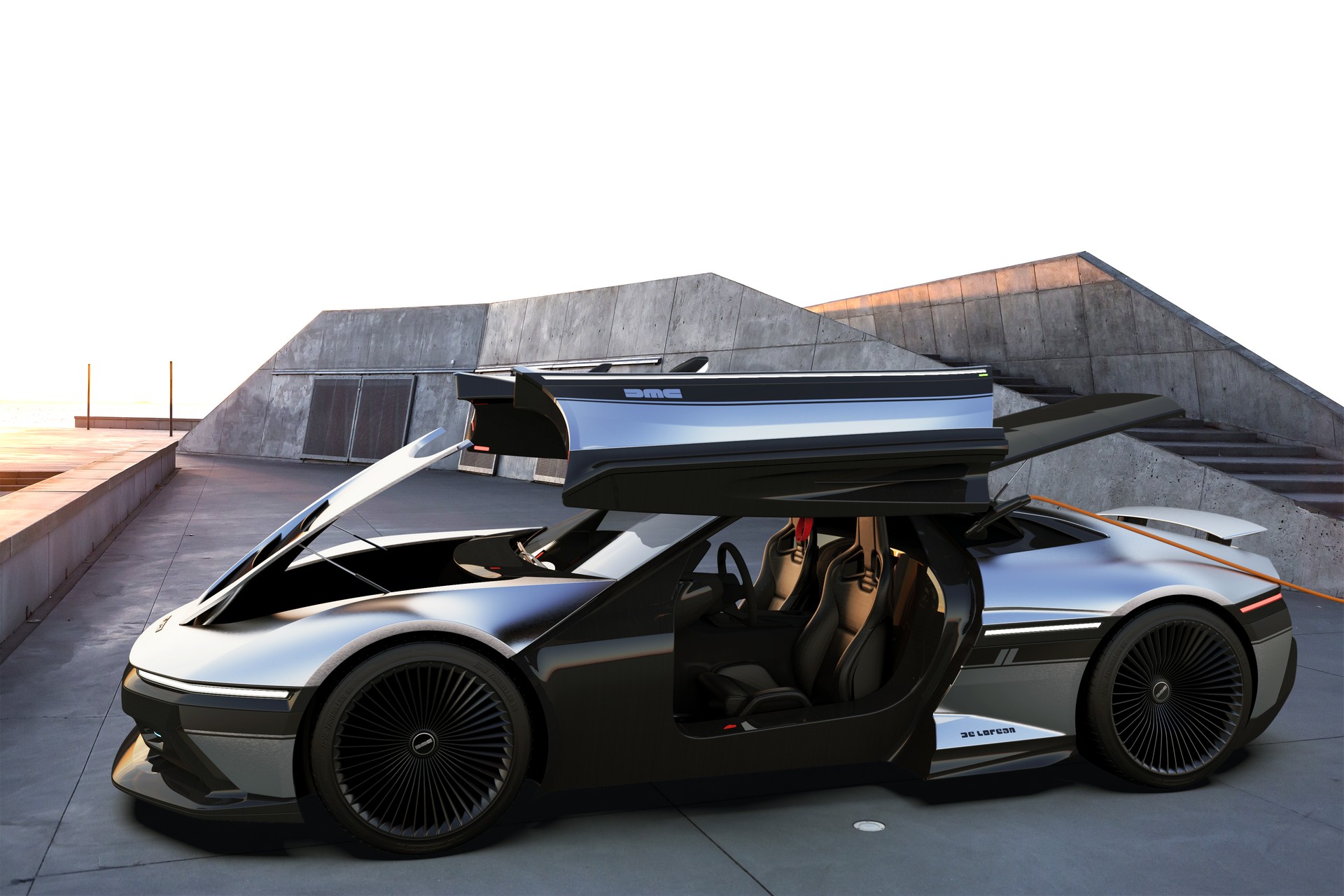 This ModernDay Take On The DeLorean DMC12 Is A Futuristic EV Wrapped