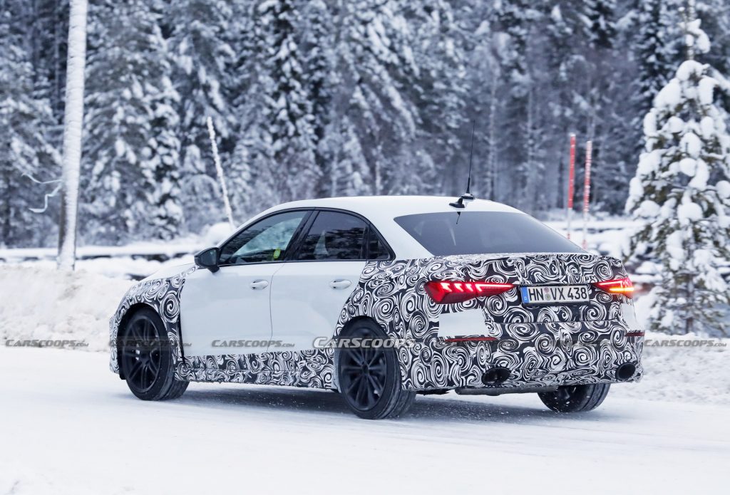 2022 Audi RS3 Sedan Flashes Wide Body, Big Exhaust Pipes In New Spy ...