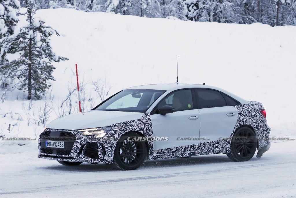 2022 Audi RS3 Sedan Flashes Wide Body, Big Exhaust Pipes In New Spy ...