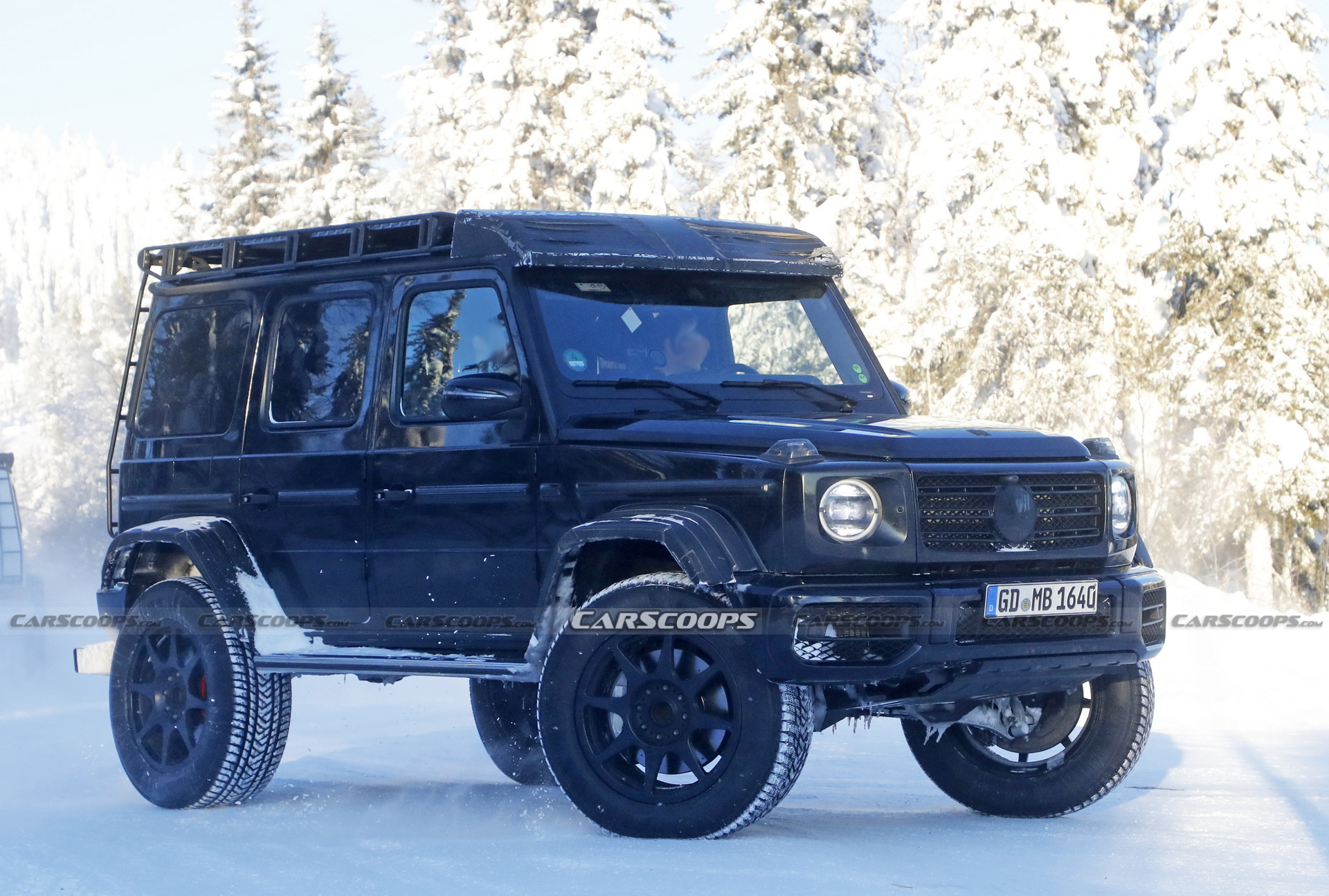 22 Mercedes G Class 4x4 Squared Caught Testing And Sliding In The Snow Carscoops