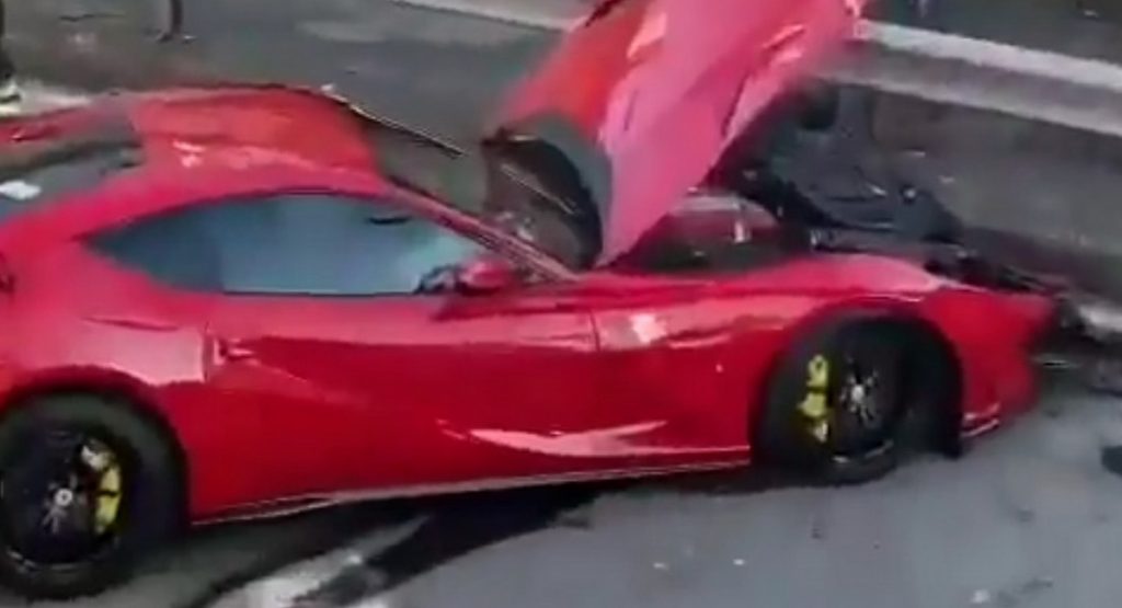  Car Wash Worker Returning Soccer Player’s $335,000 Ferrari 812 Smashes Into Five Cars And A Barrier