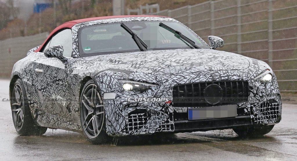  2022 Mercedes-AMG SL Shows Off Contrasting Red Roof In Latest Spy Shots