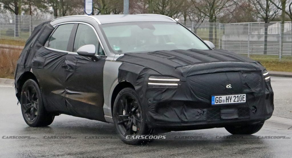  Electrified Genesis eGV70 SUV Makes Spy Debut Under Heavy Camouflage