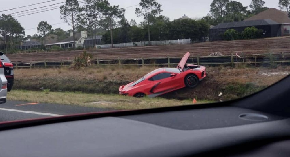  Another C8 Corvette Ends Up Crashed In A Ditch In Florida