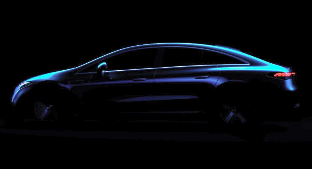  Mercedes Teases New EQS Electric Luxury Sedan’s Chunky Profile