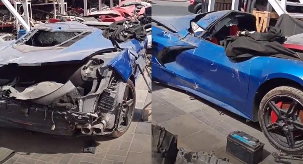  Blue C8 Corvette Stingray Destroyed In The Middle East