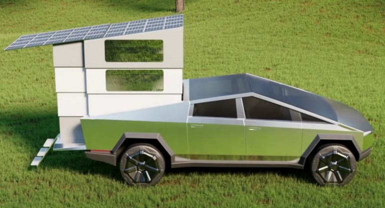 CyberLandr Is A Pop-Up Camper That Fits On The Tesla Cybertruck's Bed ...