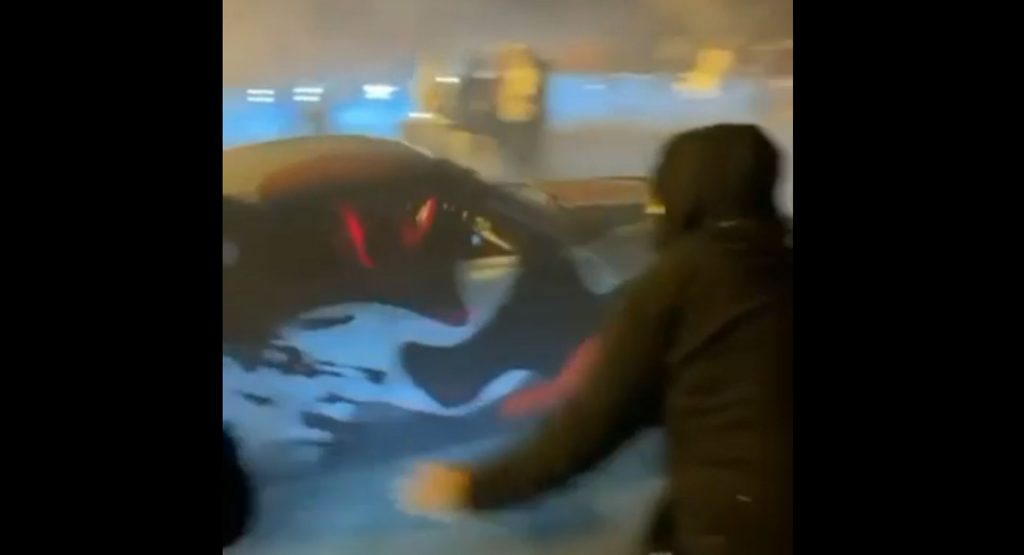  Drifting Ford Mustang Throws An Onlooker To The Ground