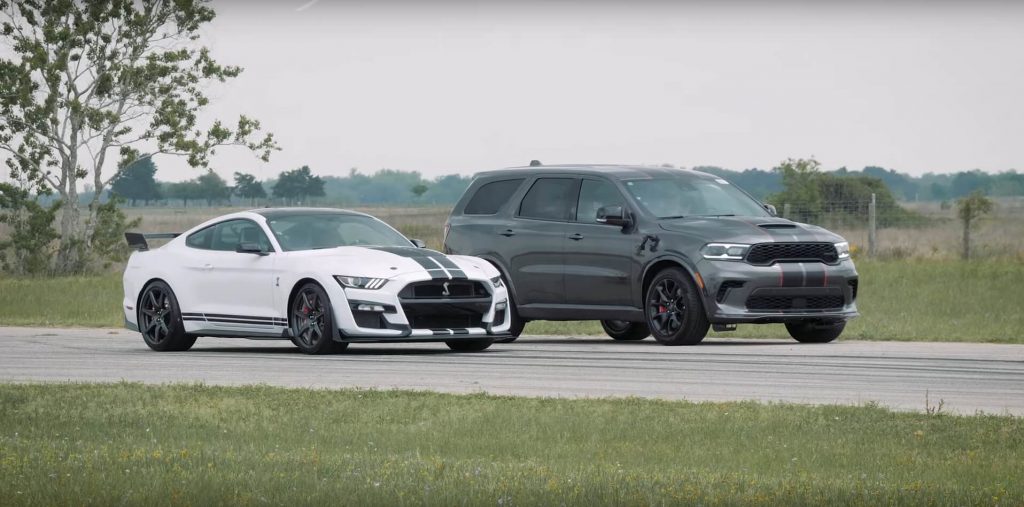  Ford Mustang Shelby GT500 Vs. Dodge Durango SRT Hellcat Drag Race Is Tighter Than You Think