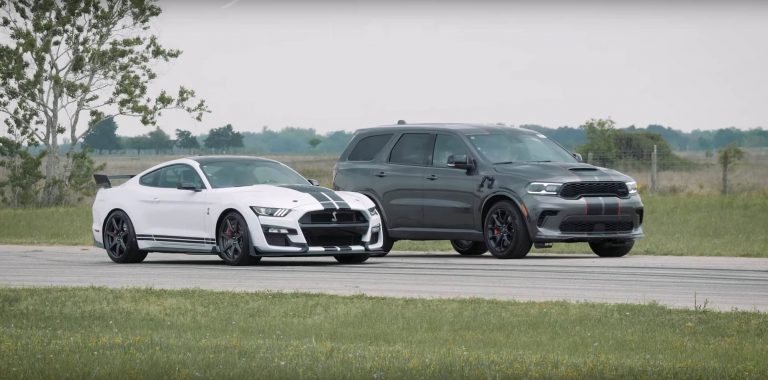 Ford Mustang Shelby Gt500 Vs Dodge Durango Srt Hellcat Drag Race Is