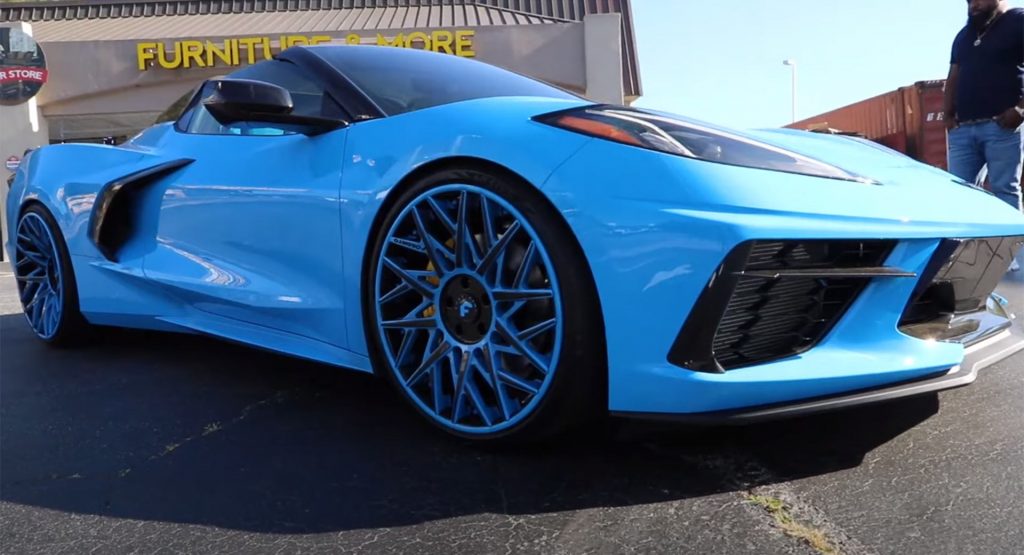  Rapid Blue C8 Corvette Looks Nice; Its Color-Matched Wheels, Not So Much