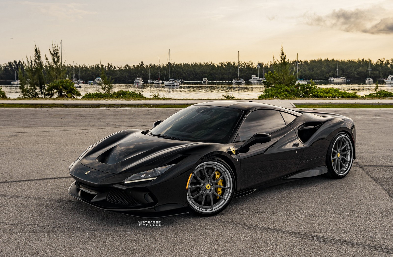 Pitch Black Ferrari F8 Tributo Looks Good With Dark Multi Spoke