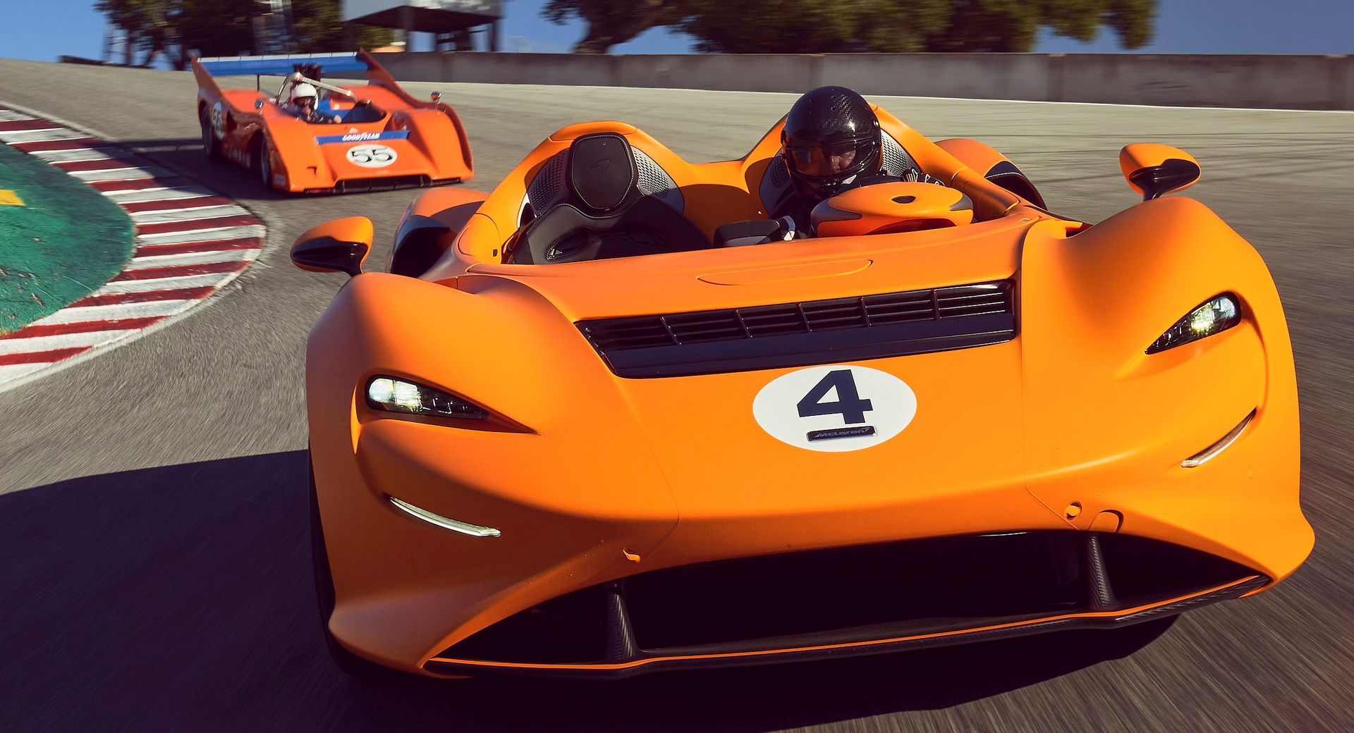 McLaren Elva Drives Around Laguna Seca With The Can Am Cars That