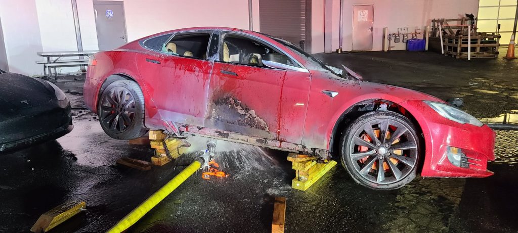 Tesla Model S P100D Destroyed By Fire At Georgia Service Center | Carscoops