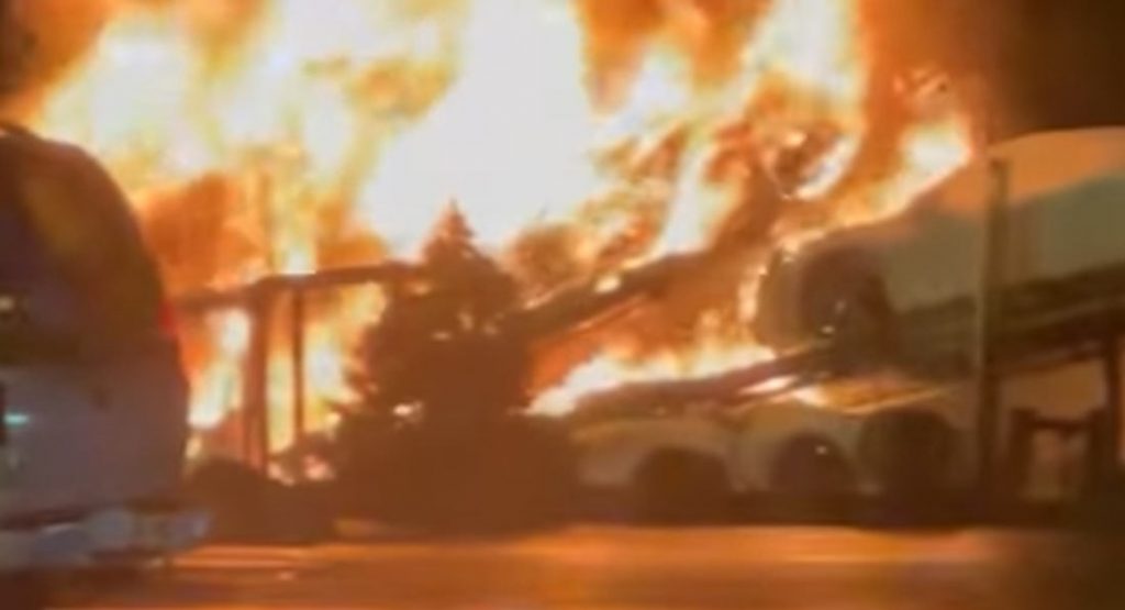  Multiple C8 Corvettes Destroyed As Transporter Truck Goes Up In Flames