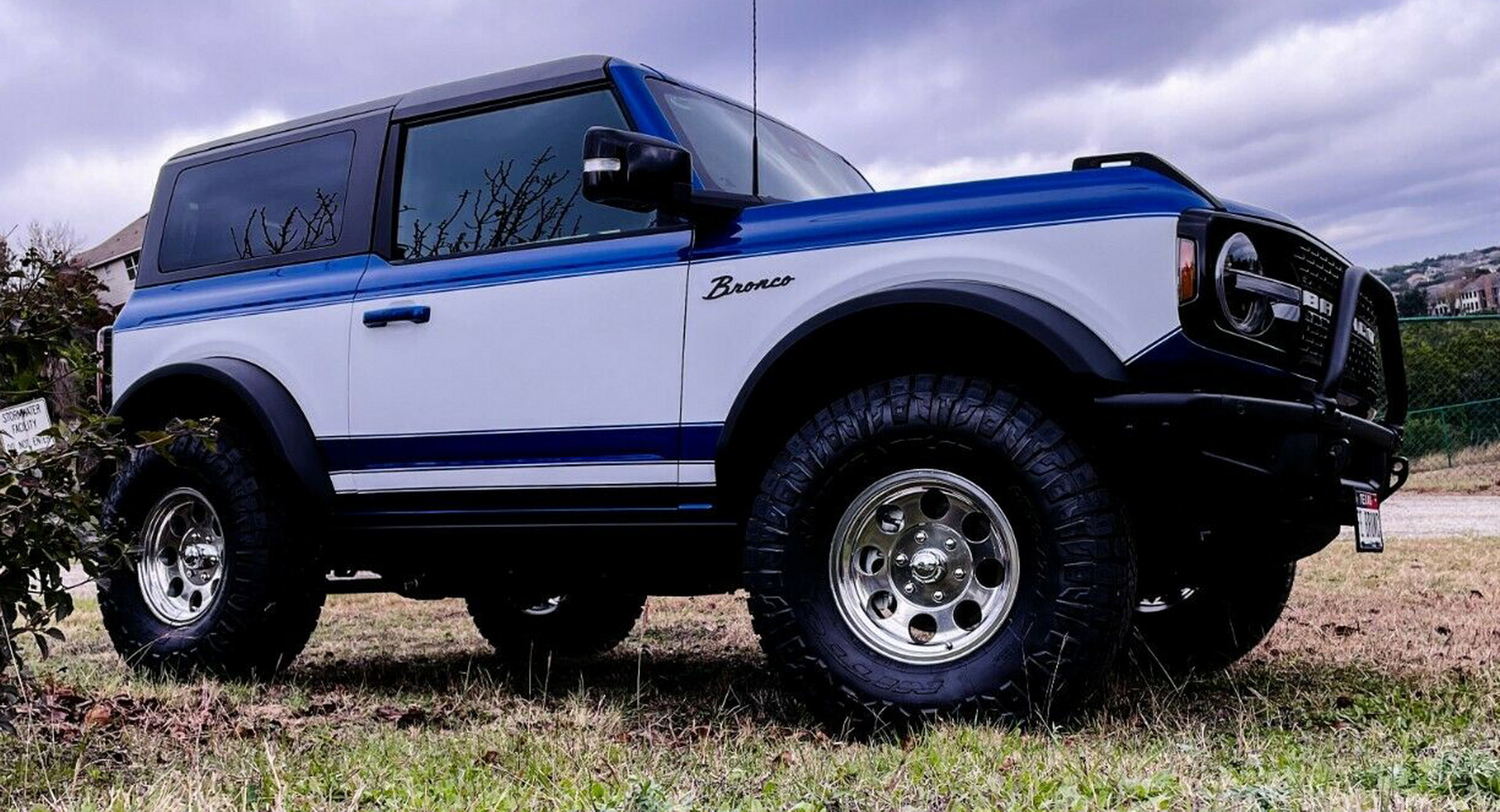 retro-inspired baby blue ford bronco with gloss white pops is now on sale