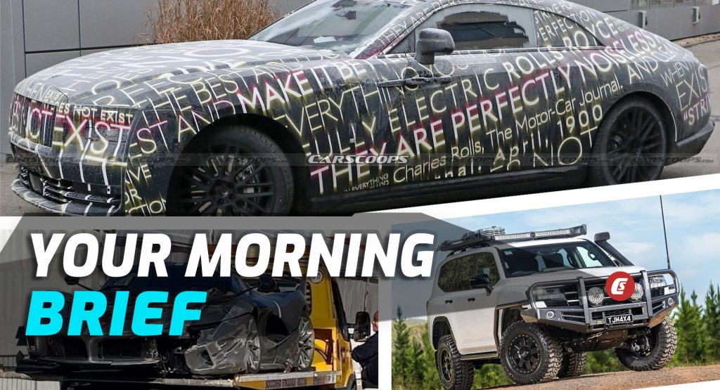  Rolls Royce Spectre EV Spied, Tricked-Out Land Cruiser, And Crashed FXX K Evo: Your Morning Brief