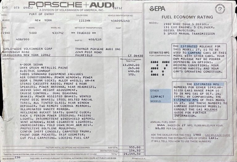 Calling A 67-HP Audi 5000S Diesel Slow Is The Mother Of Understatements ...