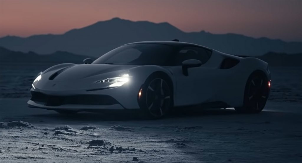  Watch A Ferrari SF90 Stradale Go Flat Out On The Bonneville Salt Flats