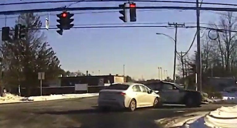 Corolla Driver Runs Red Light, Crashes Into Cop While Being Followed ...