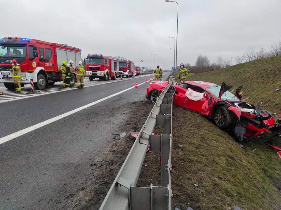 Ferrari 488 Pista Destroyed After Sliding Under Crash Barrier In Poland ...