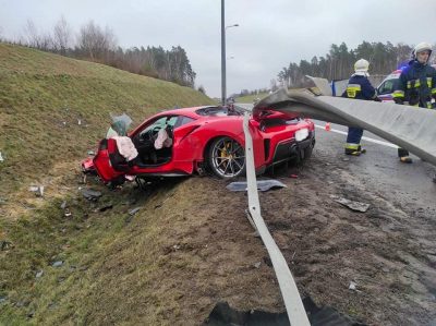 Ferrari 488 Pista Destroyed After Sliding Under Crash Barrier In Poland ...