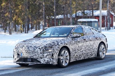 2024 Audi A6 E-Tron Spied Again Showing Split Headlights And Toned-Down ...