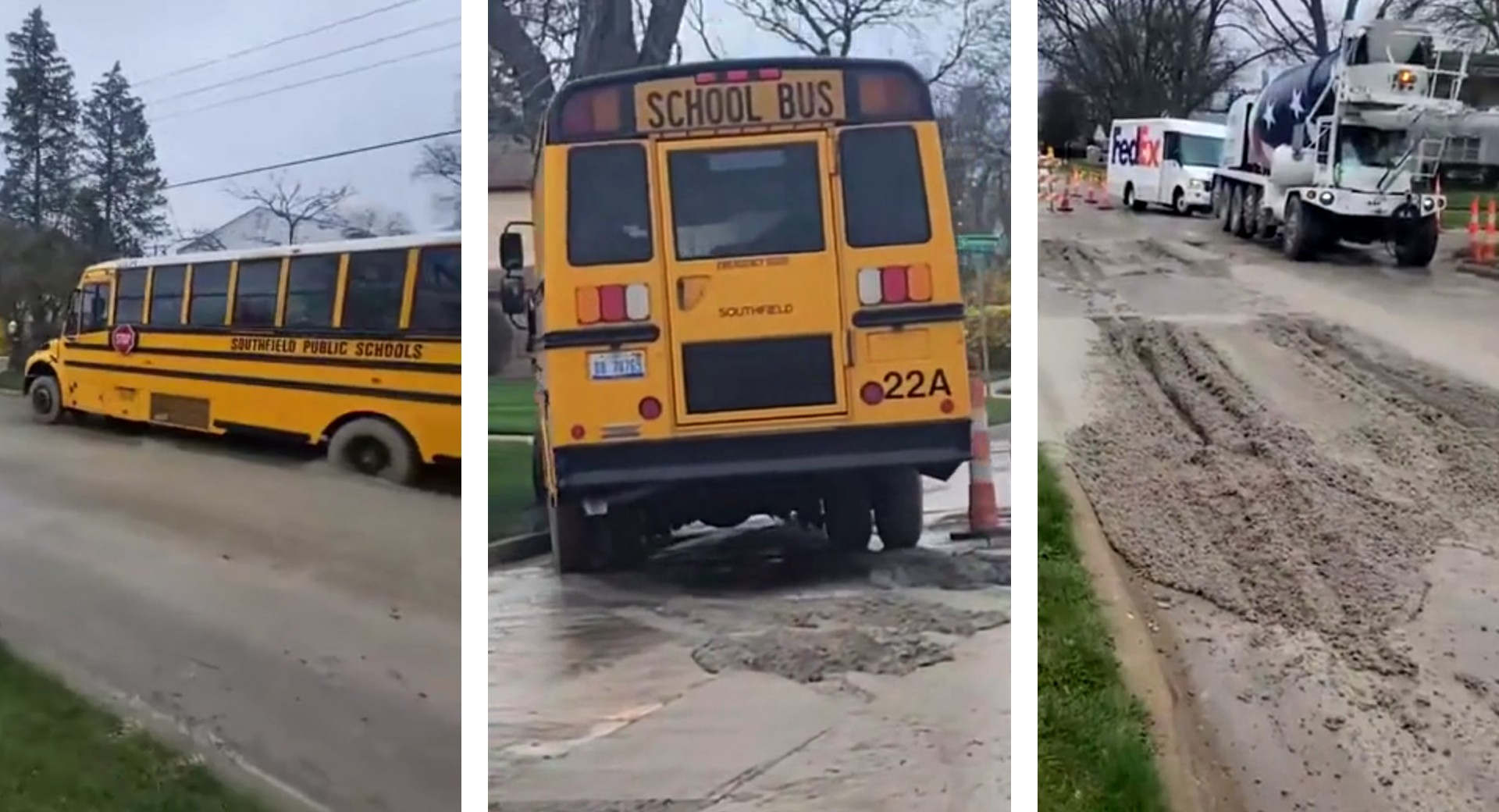 Construction workers were not happy about the mess left behind by the school bus driver