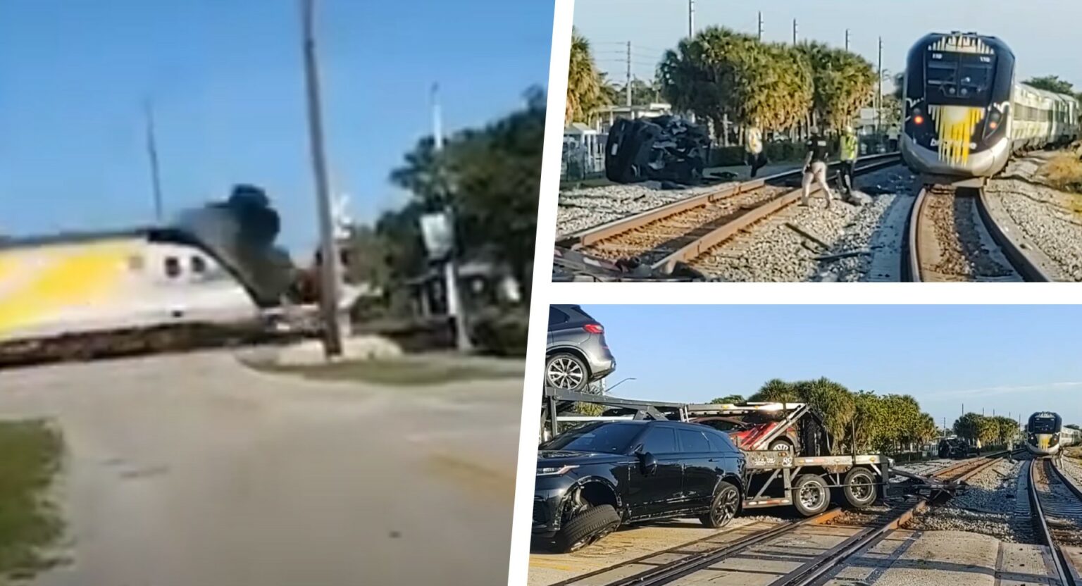 Brightline Train Splits Truck Carrying Luxury Cars In Half, Throws Audi