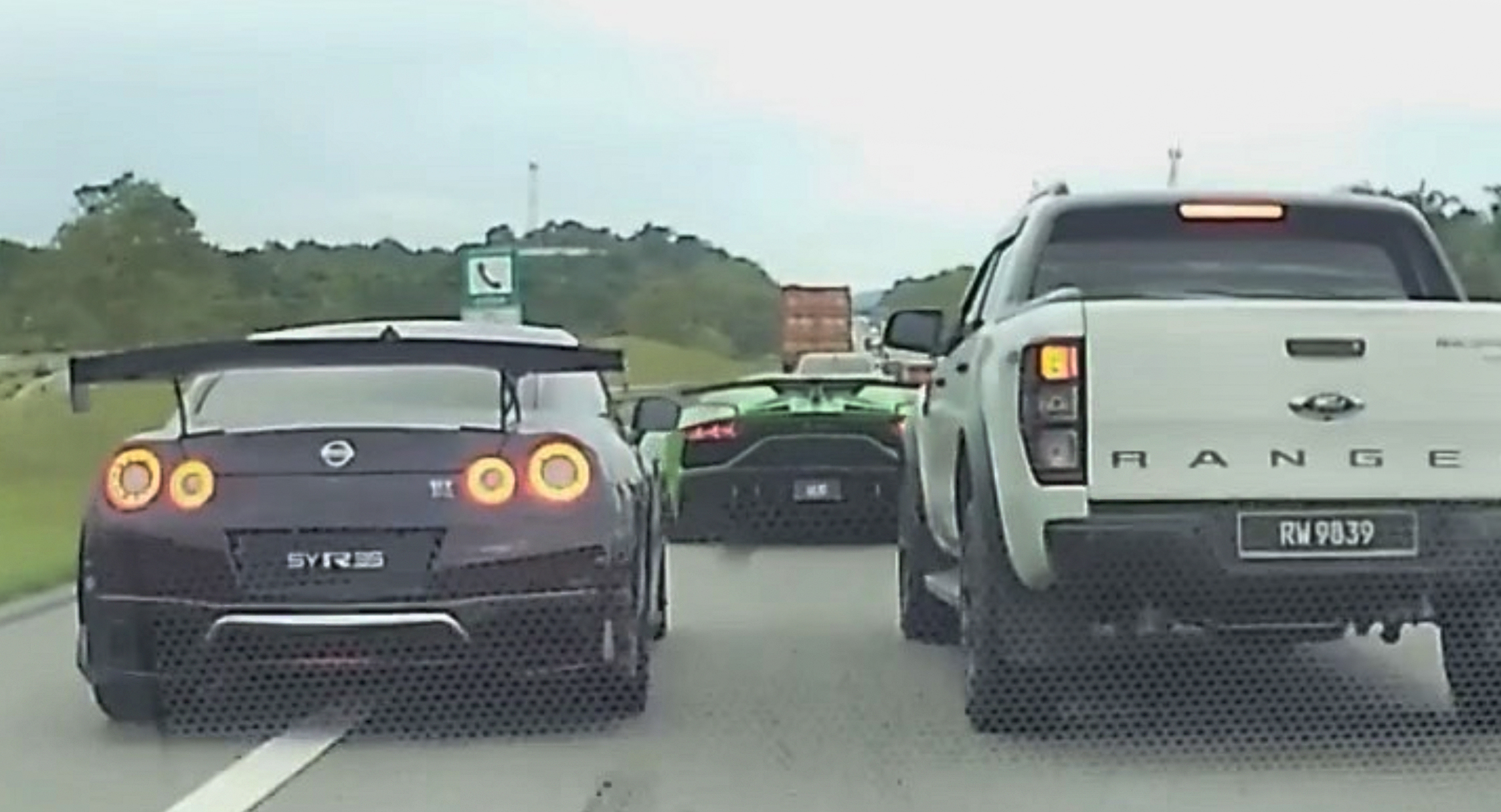 Ford Ranger Driver Takes His Road Rage Out On A Flock Of Supercars