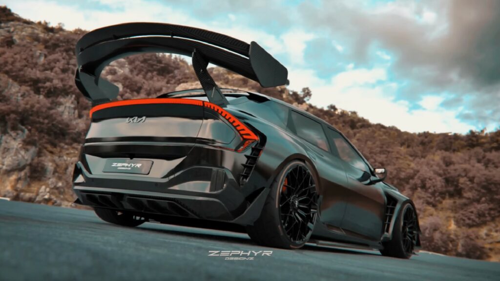 KIA EV6 GT Rendered Into A Time Attack Monster With A Massive Wing