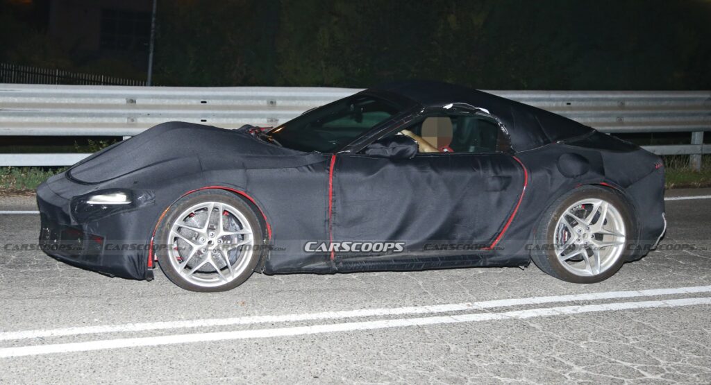  Ferrari Roma Spider Prototype Caught Testing With Heavy Camouflage