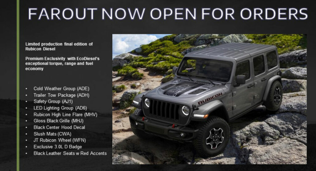 Jeep Wrangler Rubicon Set To Lose Diesel Engine, Get Farout Edition Sendoff  | Carscoops