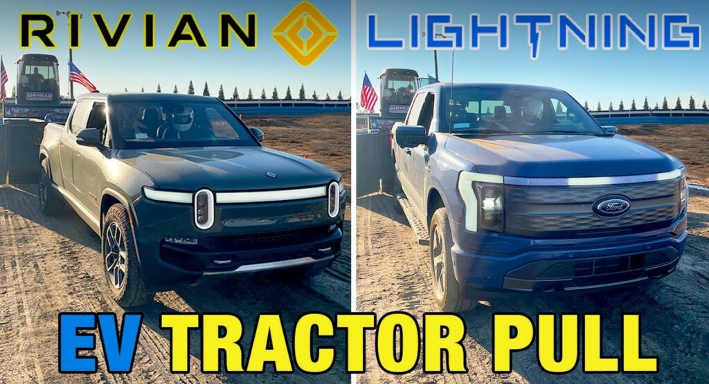  The Ford F-150 Lightning And Rivian R1S Battle For Tractor Pull Superiority