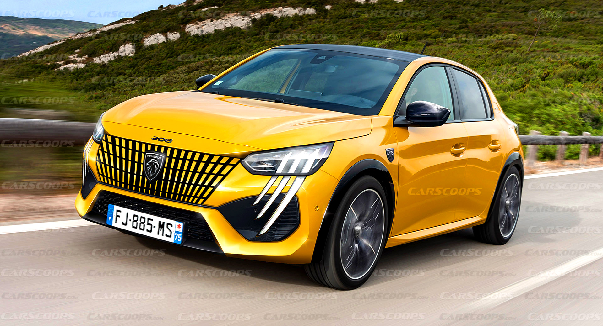 https://www.carscoops.com/wp-content/uploads/2022/10/Peugeot-208-Facelift-Rendering-Yellow-1.jpg