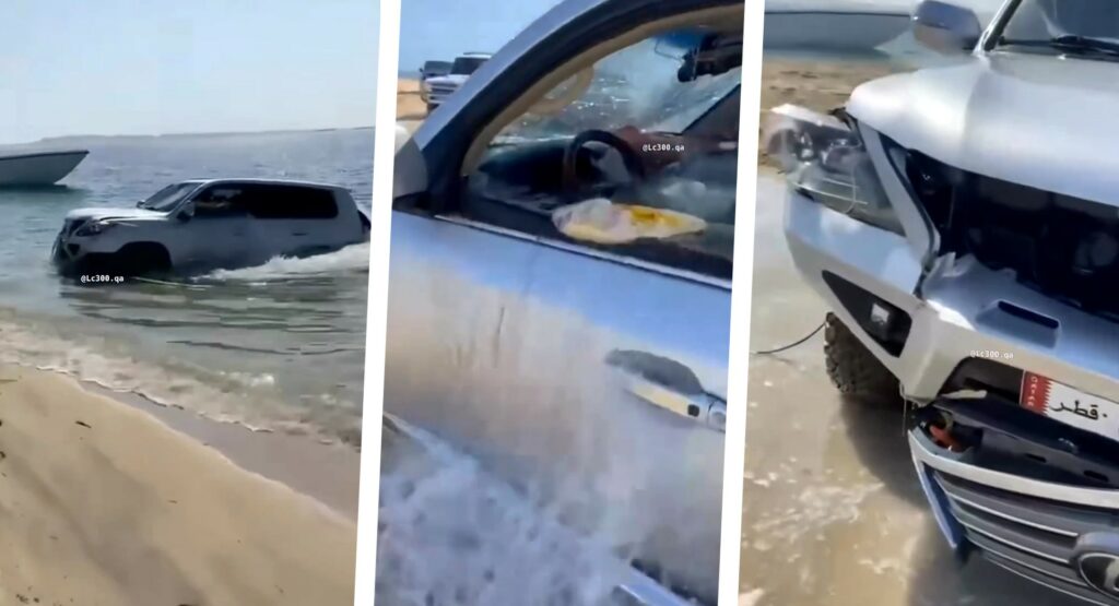  Nothing To See Here, Just A Lexus LX Being Towed Out Of The Ocean