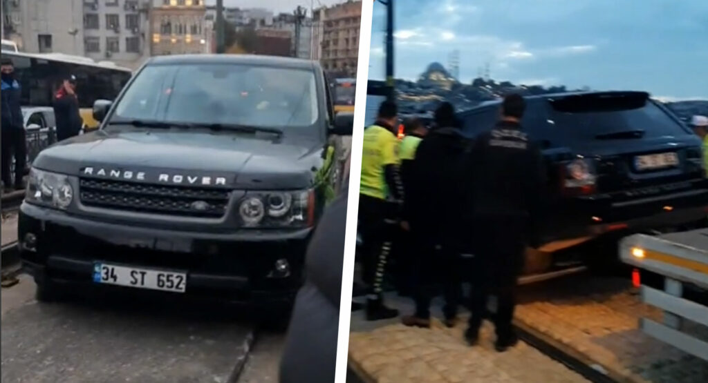  Entitled Range Rover Sport Driver Takes Tramway To Skip Traffic, Gets Stuck In The Process