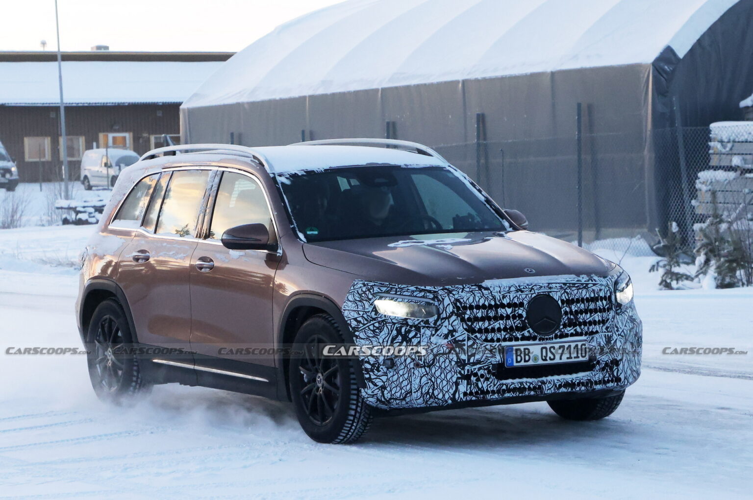 Facelifted 2024 MercedesBenz GLB Spied In Rose Gold With Winter Wheels