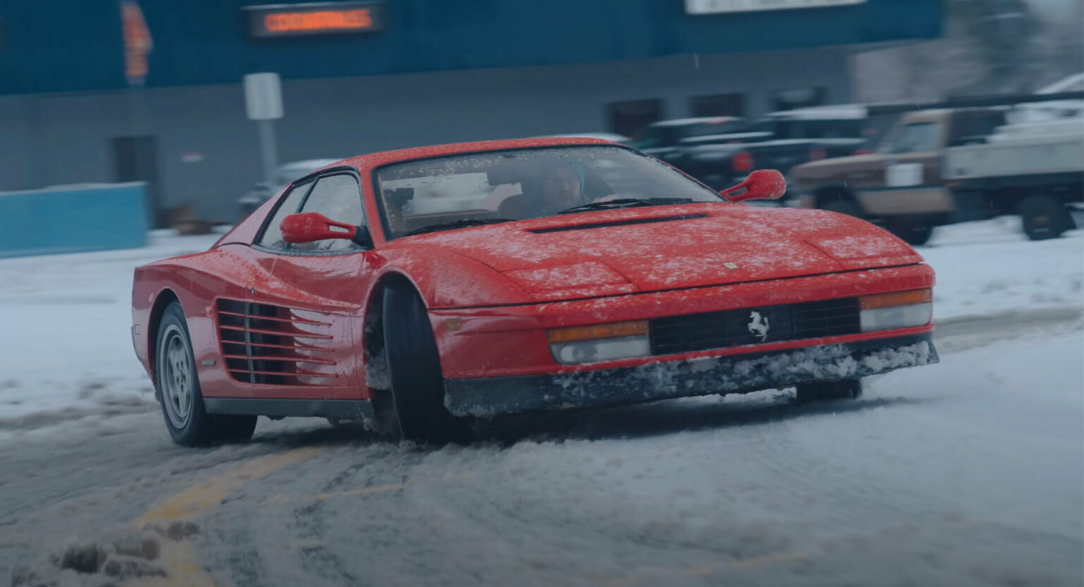 It Sure Takes Guts To Drift A Ferrari Testarossa On Snow-Covered Roads ...