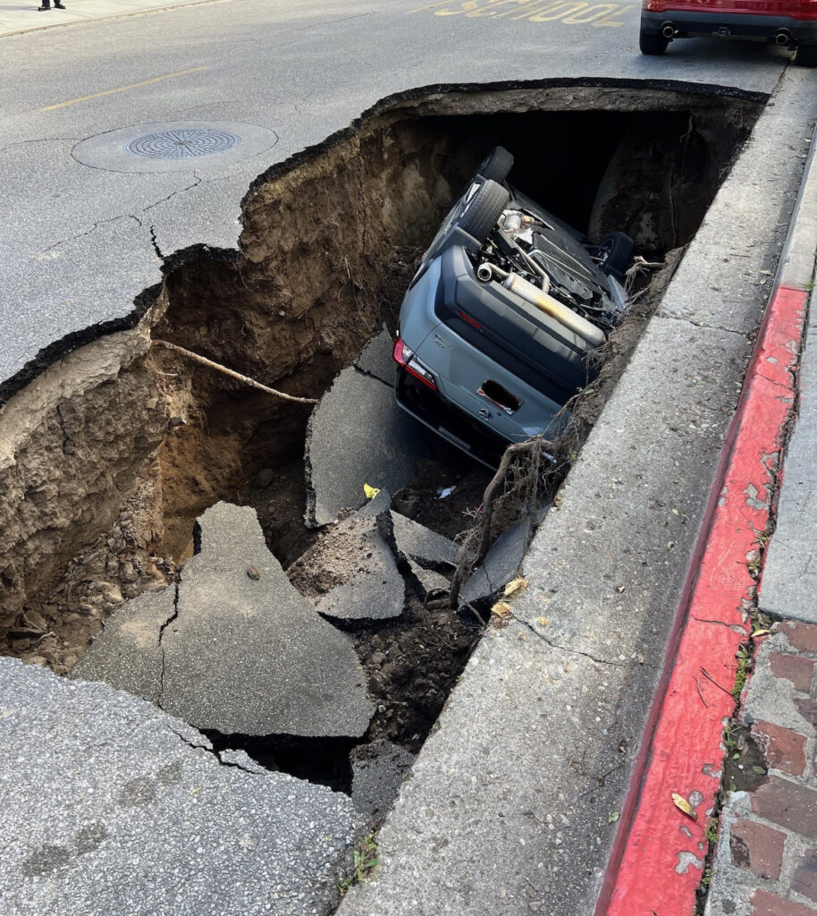  Voracious Sinkhole Swallows Parked Toyota RAV4 Whole In California