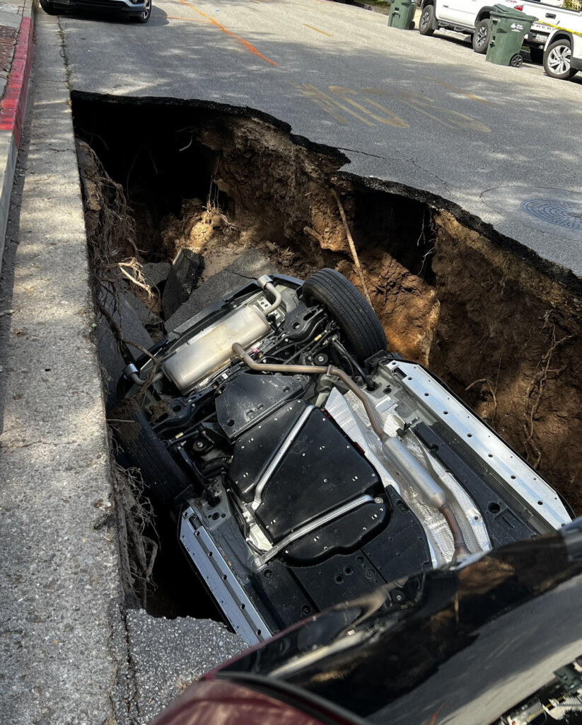  Voracious Sinkhole Swallows Parked Toyota RAV4 Whole In California