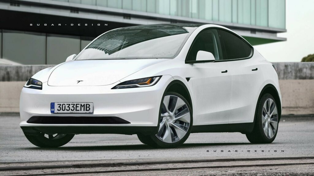 2025 Tesla Model Y Rendered Based On The Facelifted Model 3 Carscoops