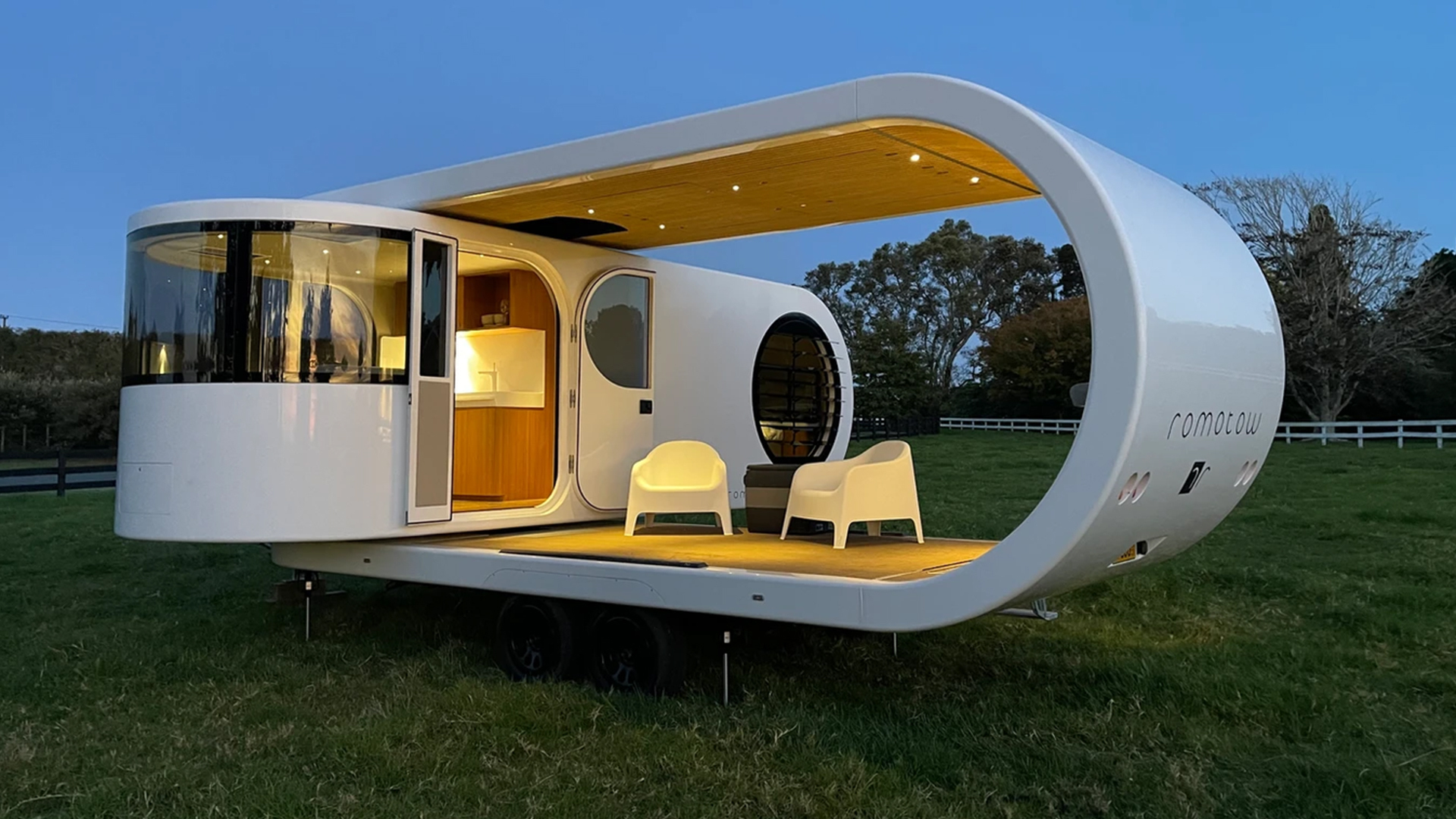 Romotow T8 Is Futuristic Caravan That Swivels Like A Giant USB Stick And Costs $268K | Carscoops