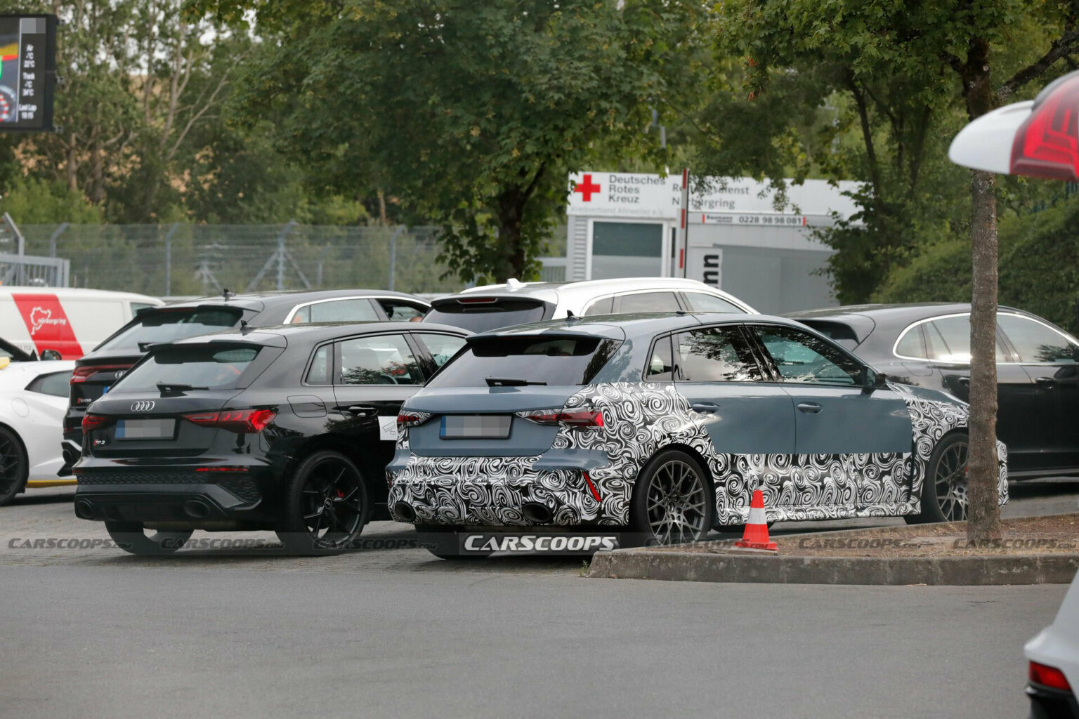 2025 Audi RS3 Sportback Spied Alongside The Current Model | Carscoops