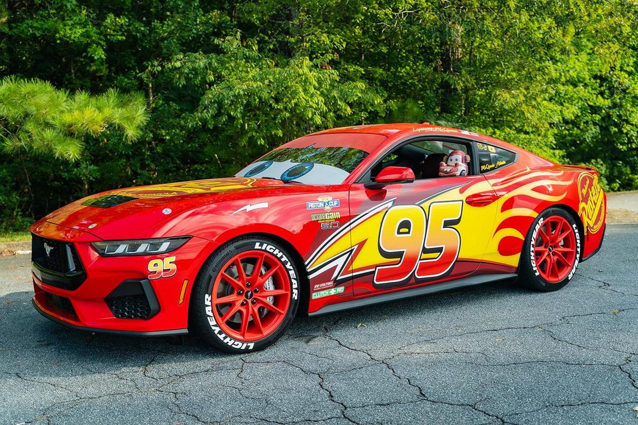 2024 Ford Mustang GT Transformed Into A Real Life Lightning McQueen   2024 Ford Mustang Lighting McQueen Atlanta 1 2048x1366 